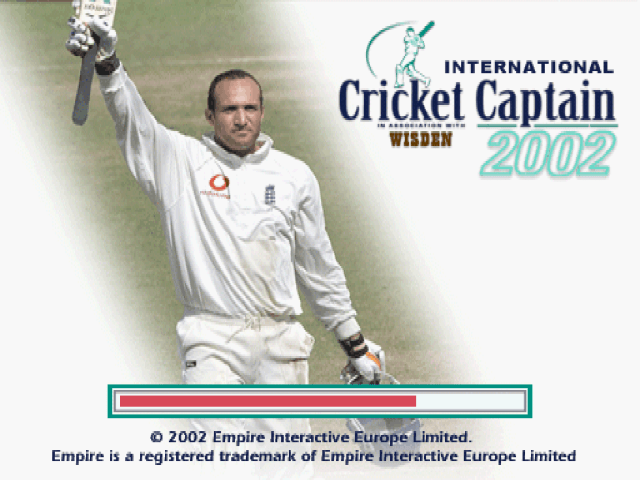 International Cricket Captain 2002 title screen for Playstation